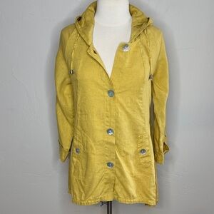 100% Linen Hooded Swing Jacket With Pretty Buttons & Pockets